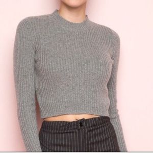 Brandy Melville Brett mock neck crop sweater top